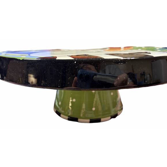 2011 Fitz And Floyd Christmas Frosty's Frolic Footed Cake Plate Chip Dip Snowman - Picture 2 of 7